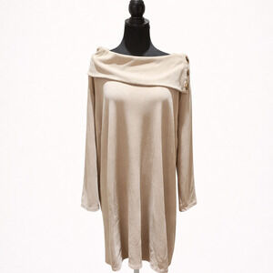 ALYX 3X Knit Dress Cowl Neck Long Sleeve Relaxed Cozy Cabincore Minimalist